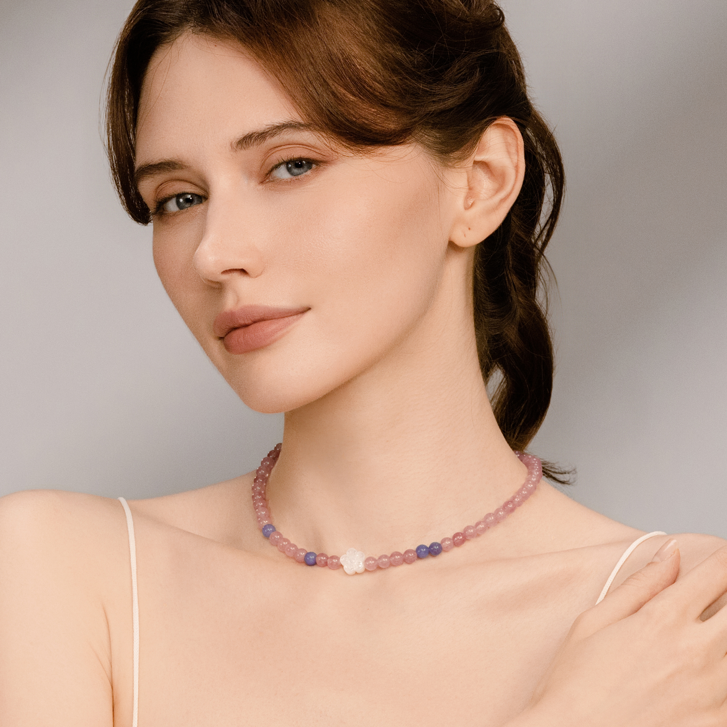 Brook Cherry Beaded Necklace (Floral)