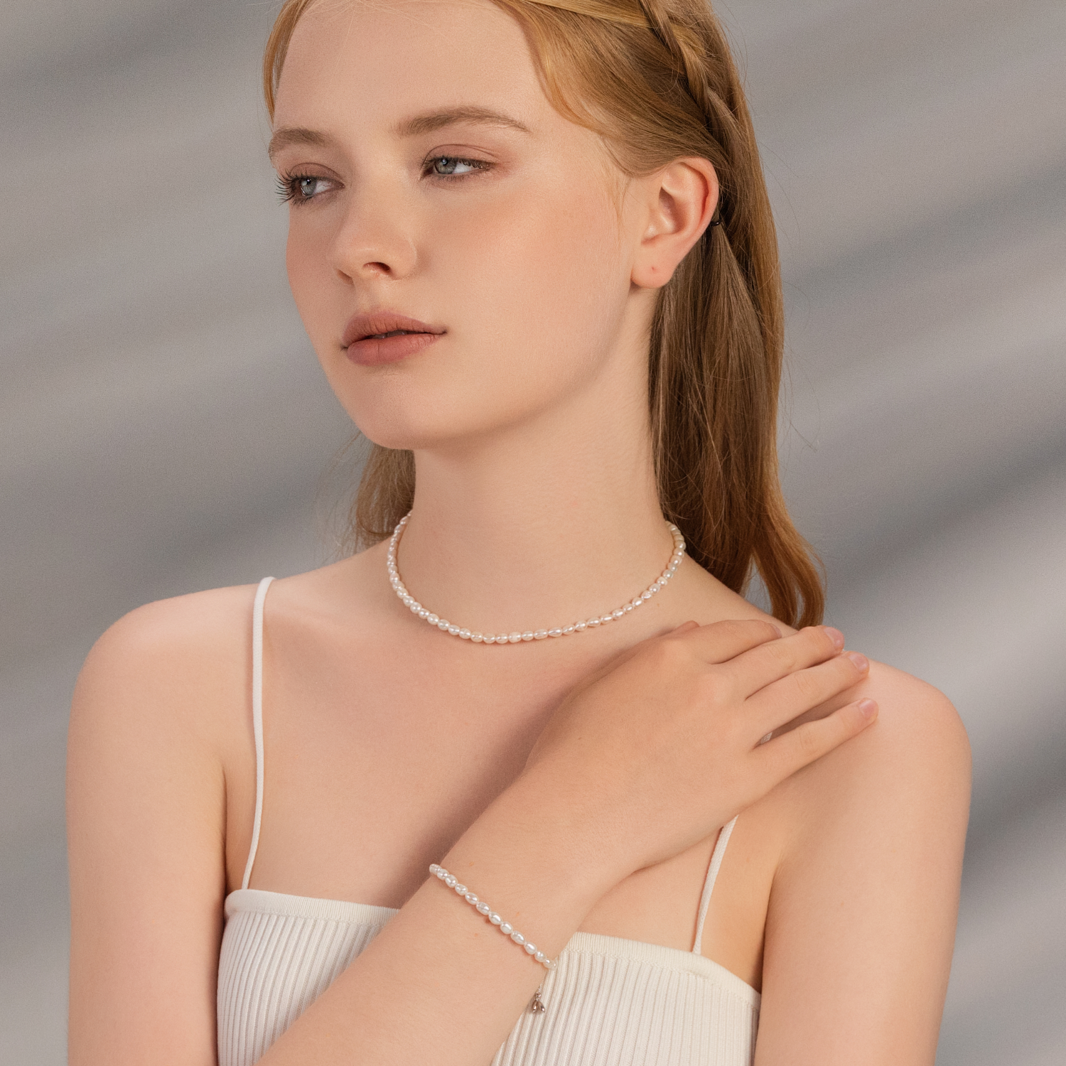 White Dew Beaded Bracelet (Strand)