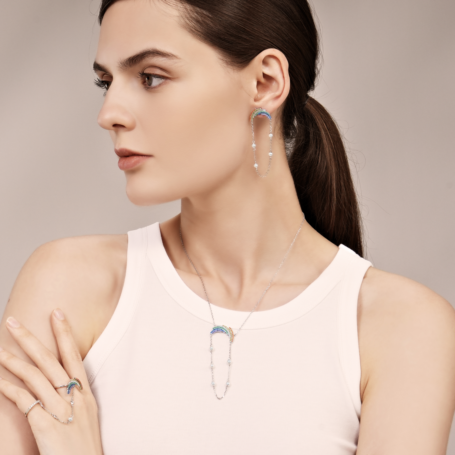 Rainbow Lariat Necklace