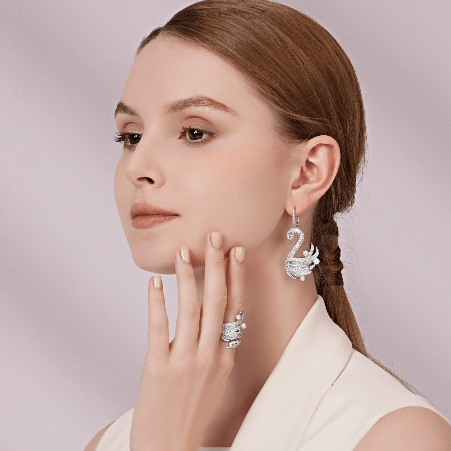 Swan Asymmetric Earrings