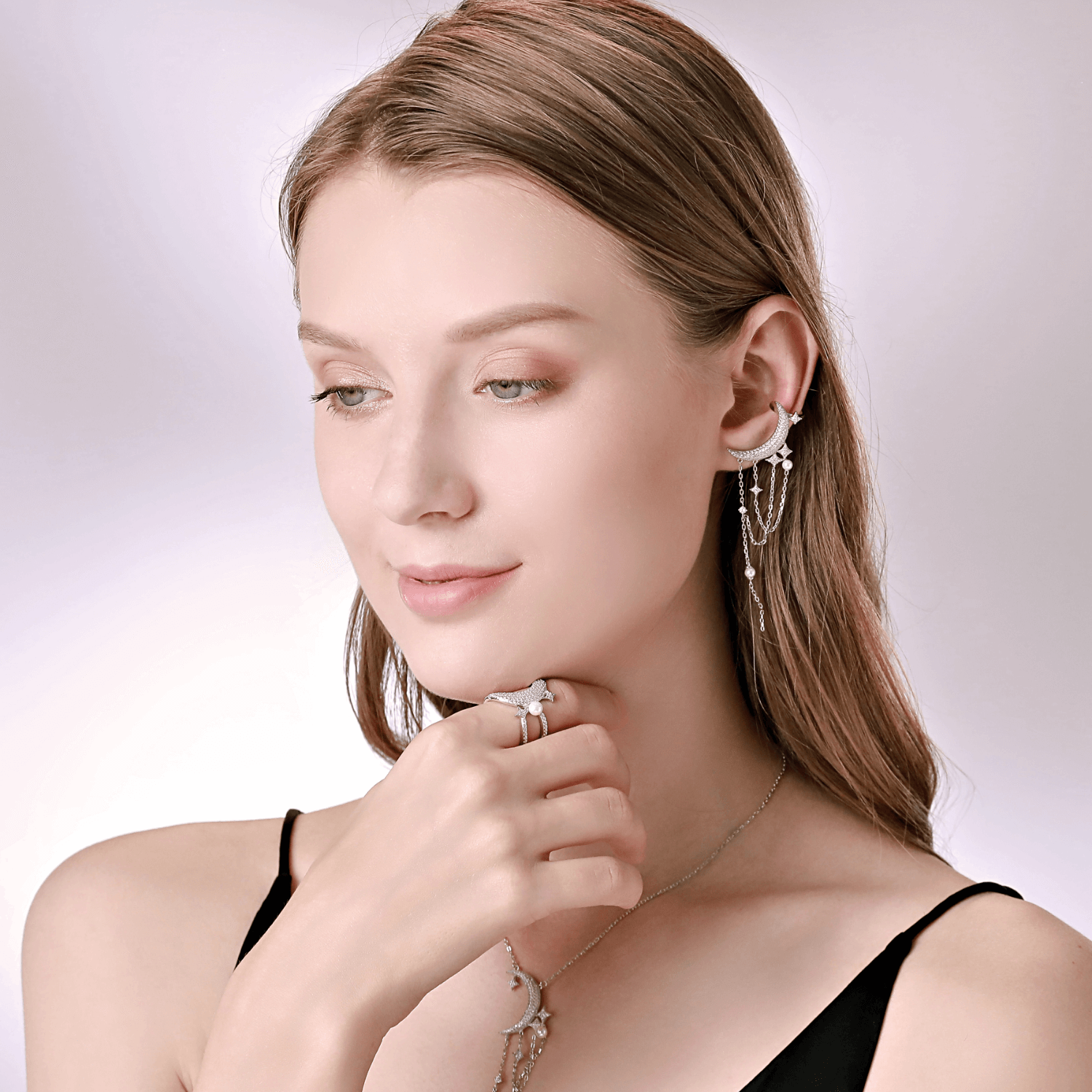 Moon Asymmetric Earrings