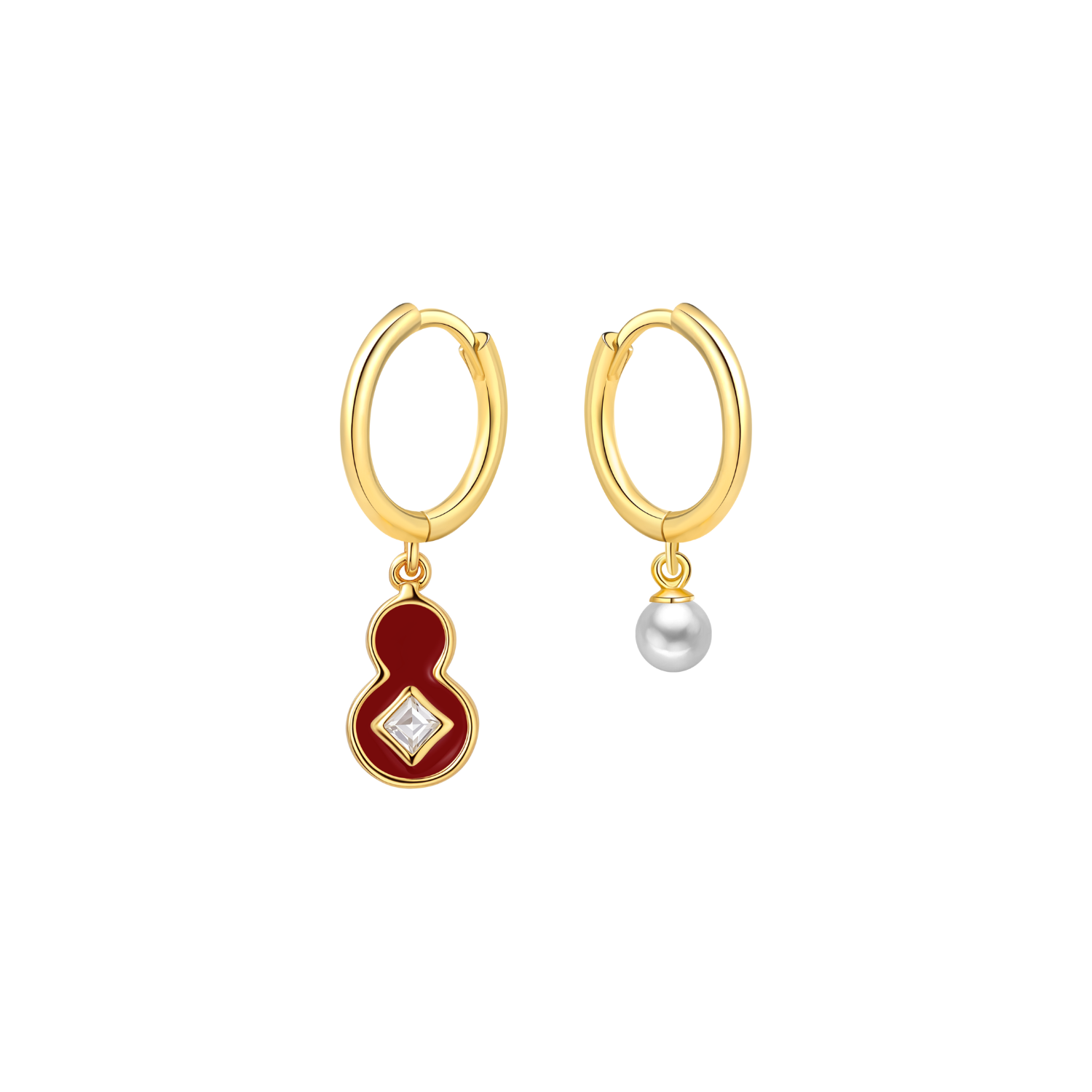 Little Red Luck Huggie Earrings