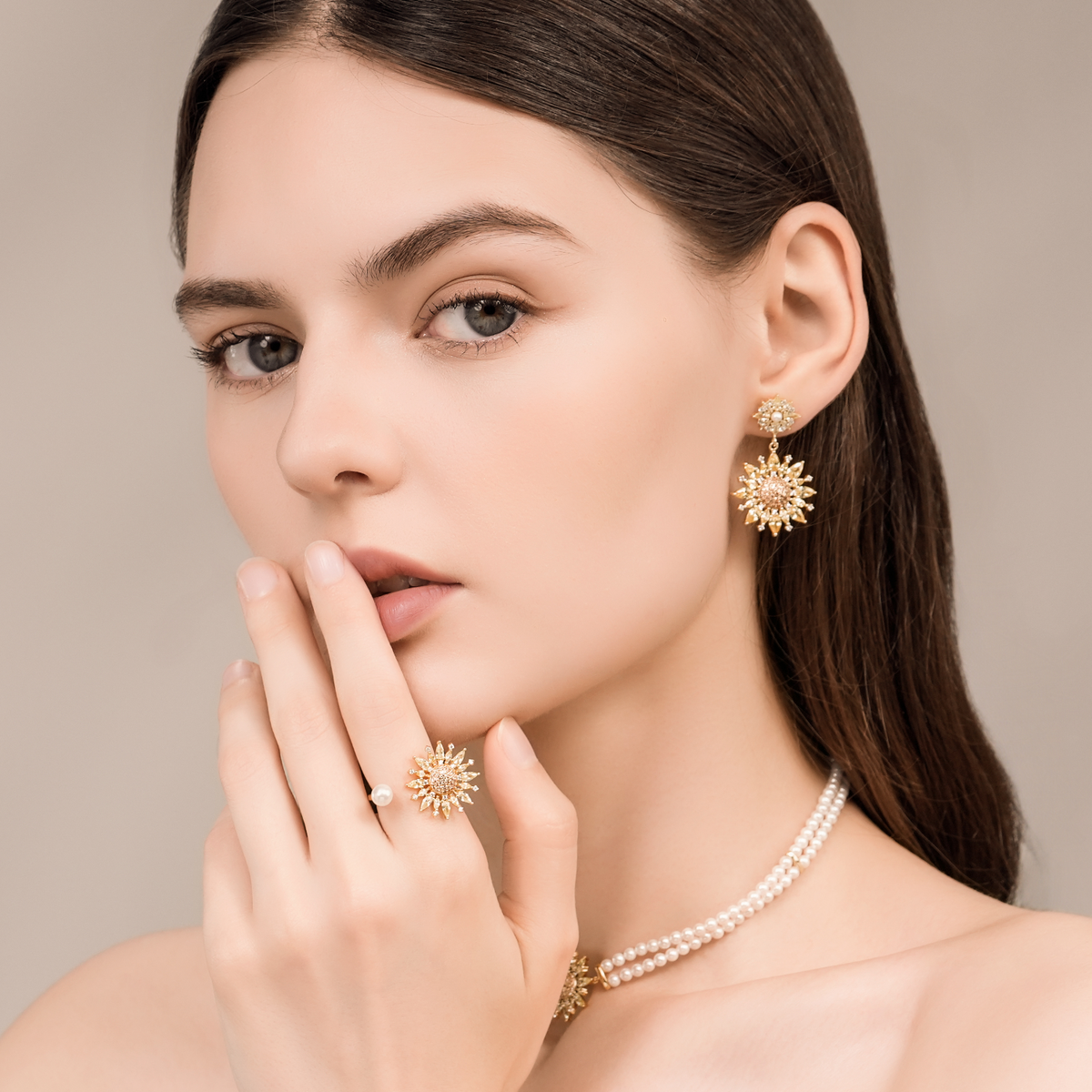 Sunflower Pave Ring (Single)