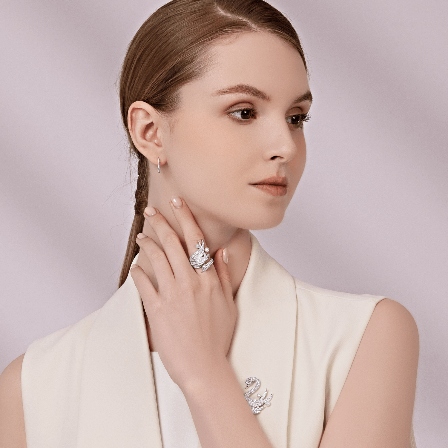 Swan Pave Ring