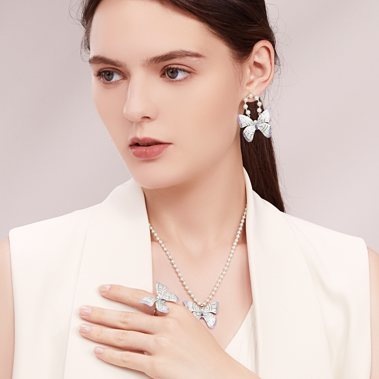 Colorful Butterfly Pave Ring