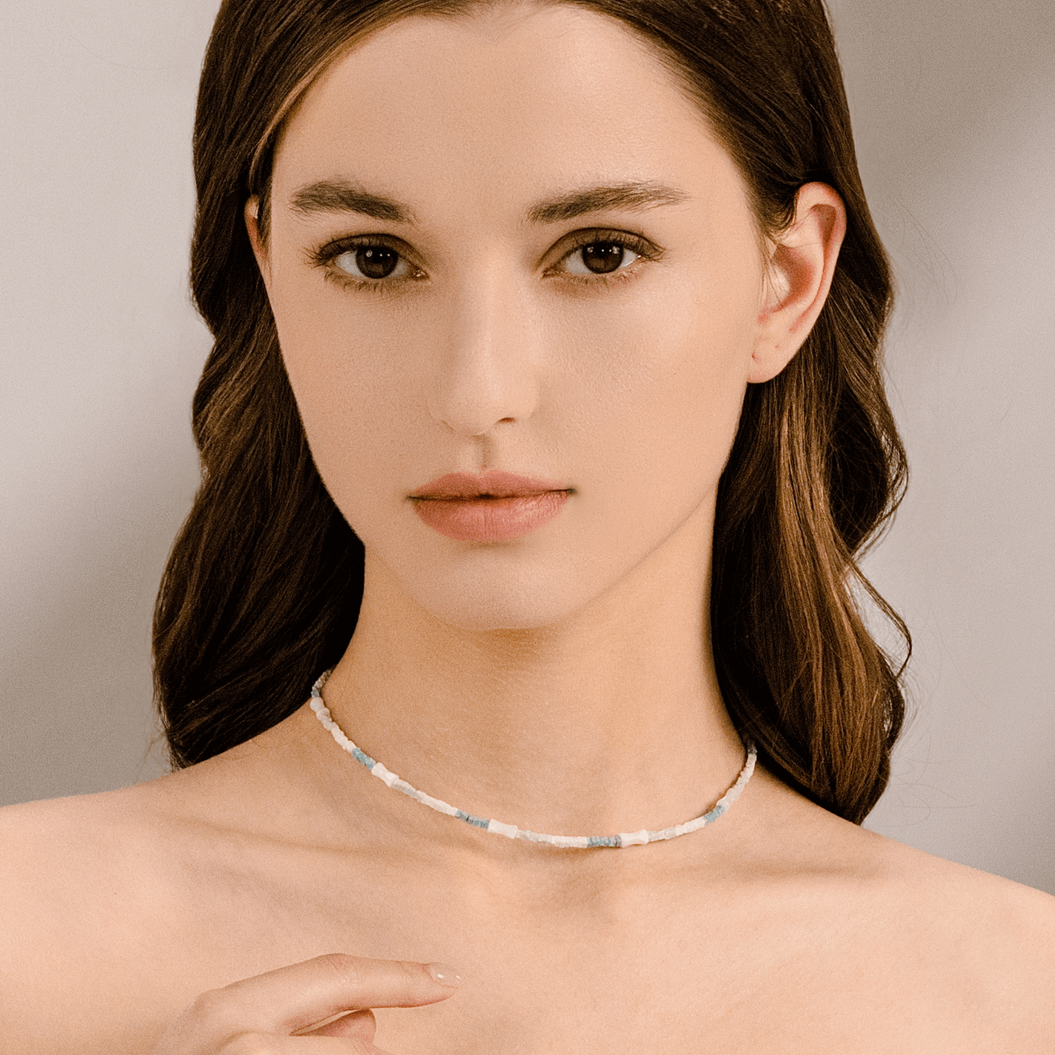 After-rain Azure Beaded Necklace