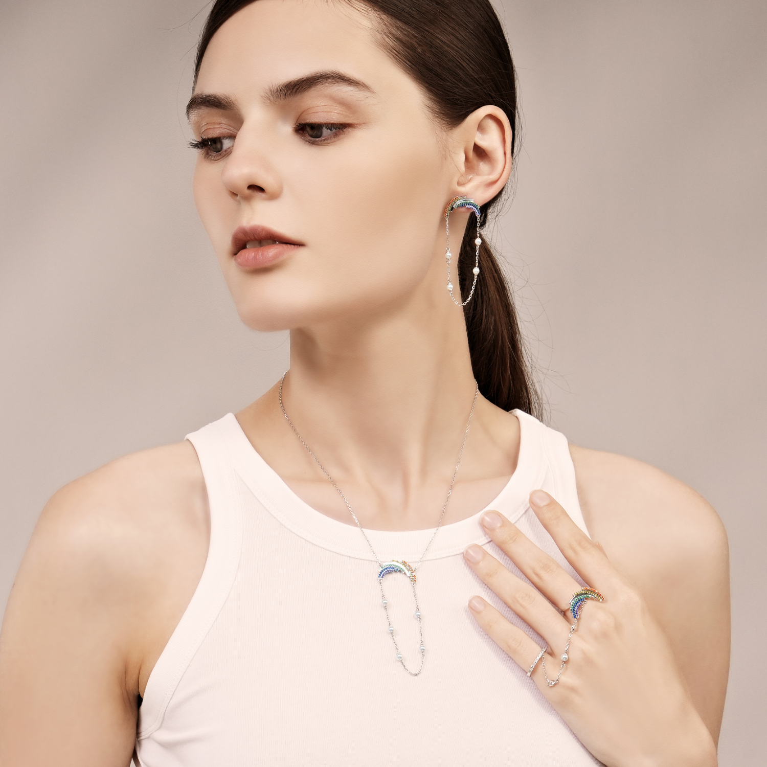Rainbow Lariat Necklace