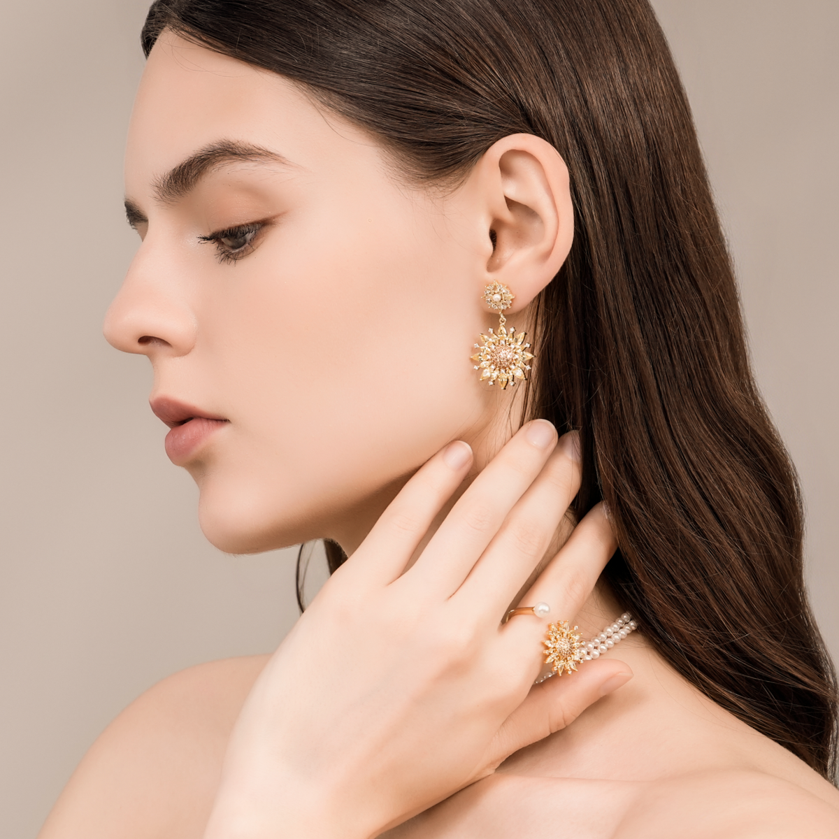 Sunflower Pave Ring (Single)