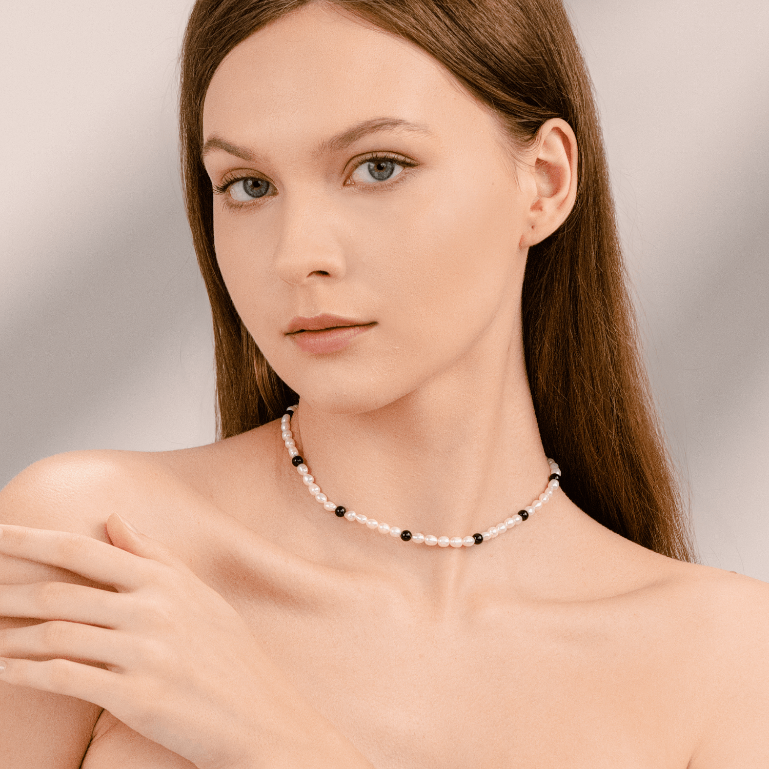 Ink Cloud Beaded Necklace (Spaced)