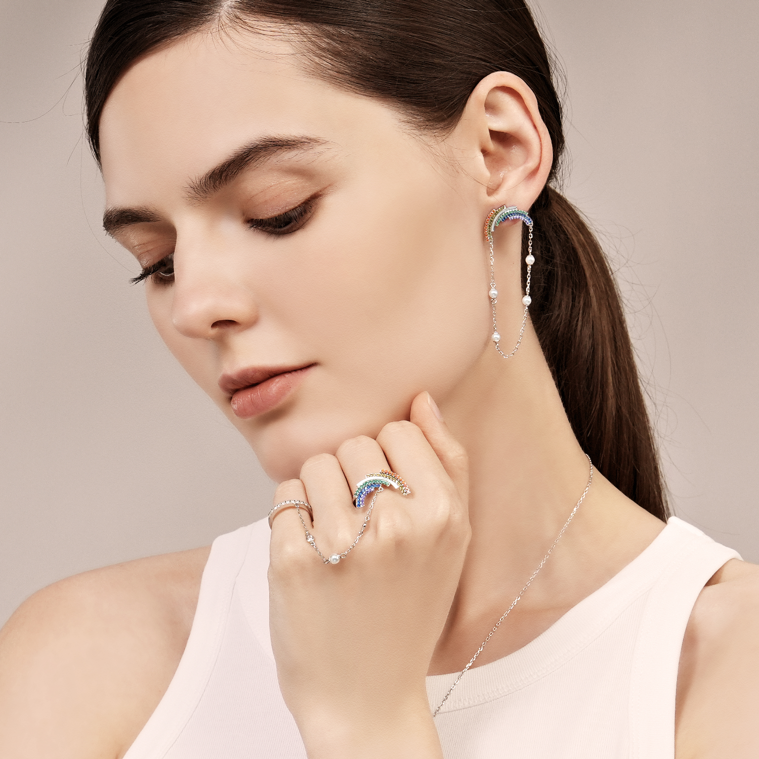 Rainbow Two Finger Ring