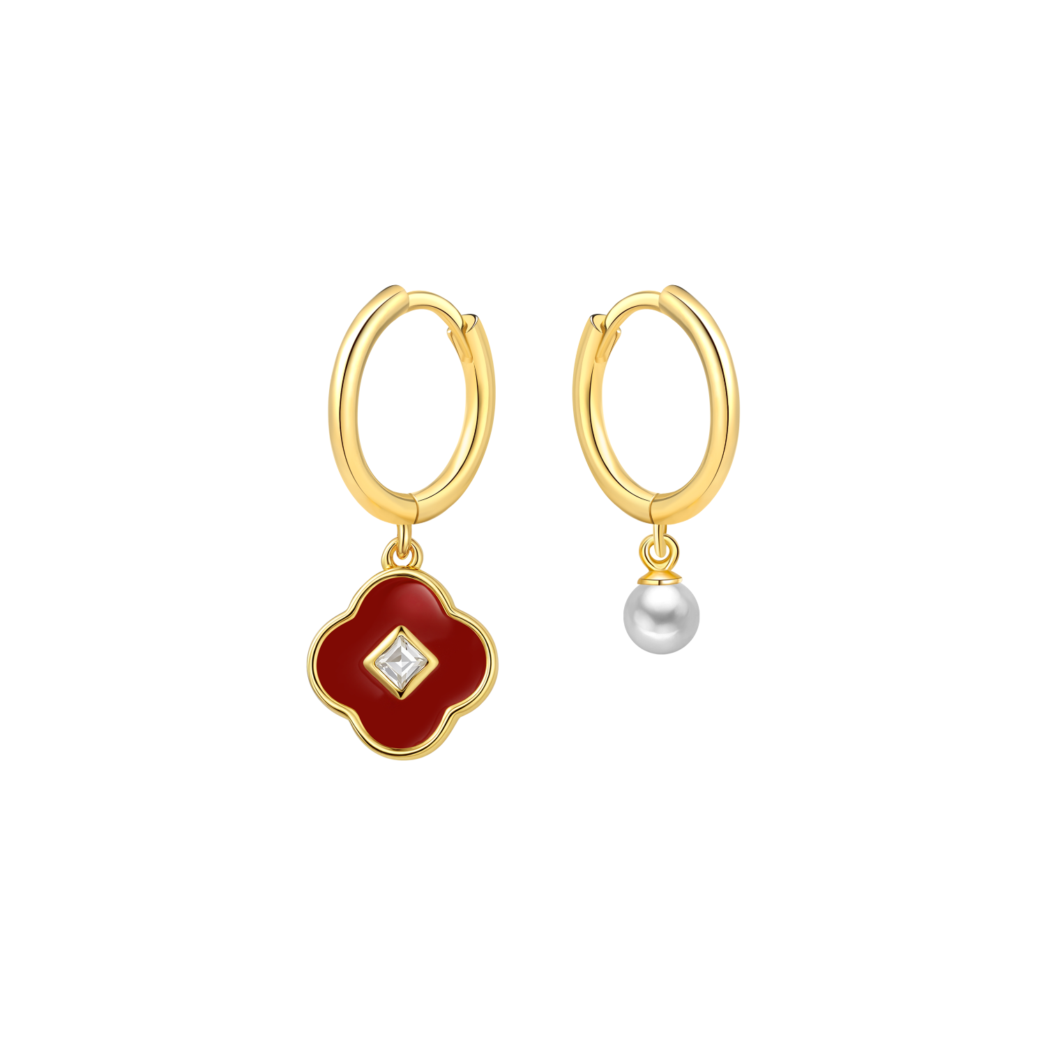Little Red Luck Huggie Earrings