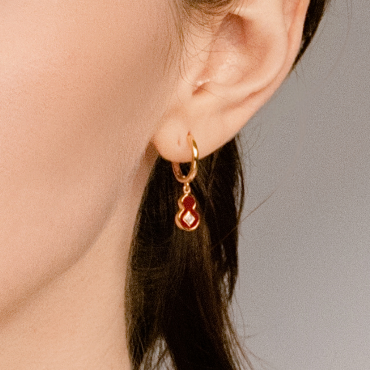 Little Red Luck Huggie Earrings