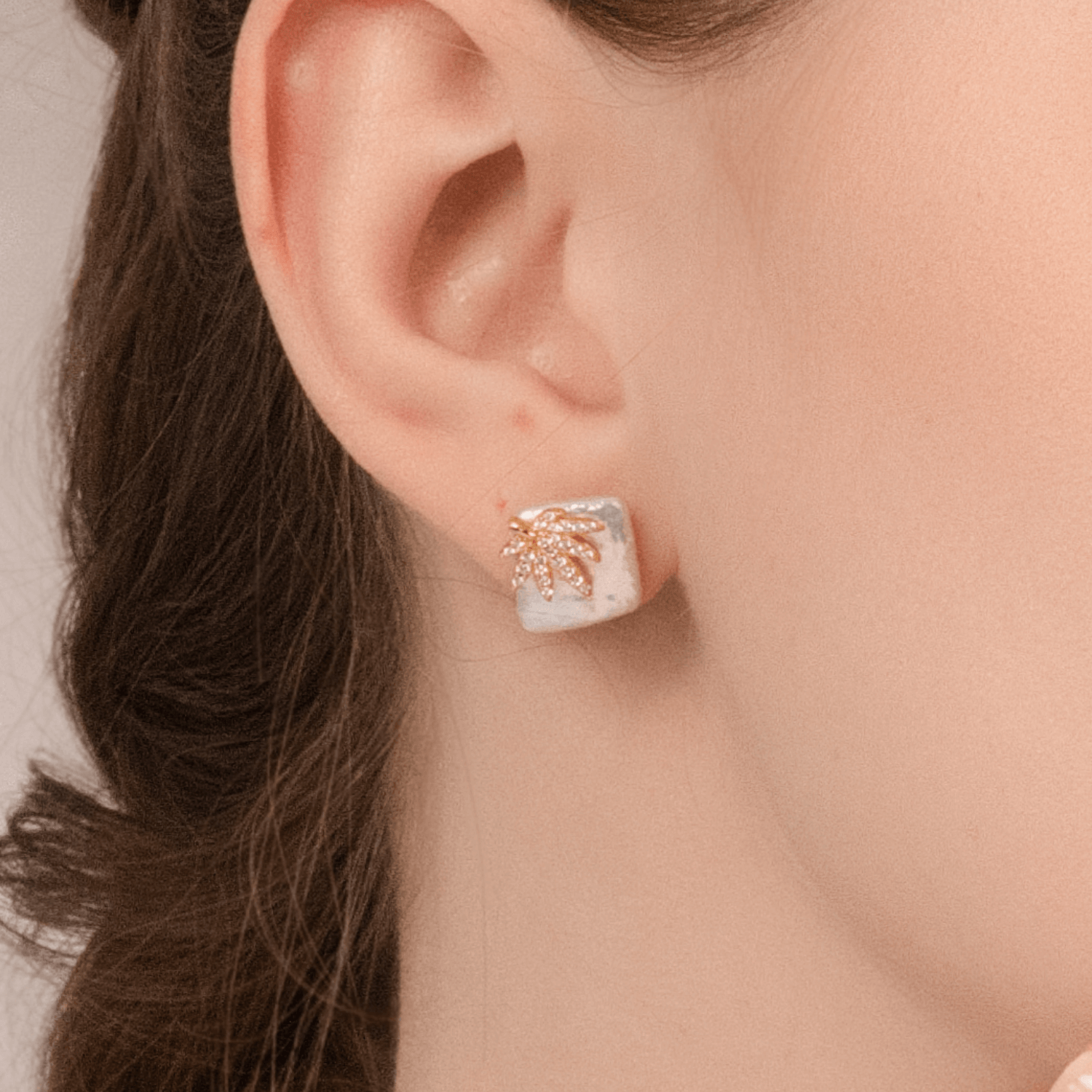 Palm Leaf Asymmetric Earrings