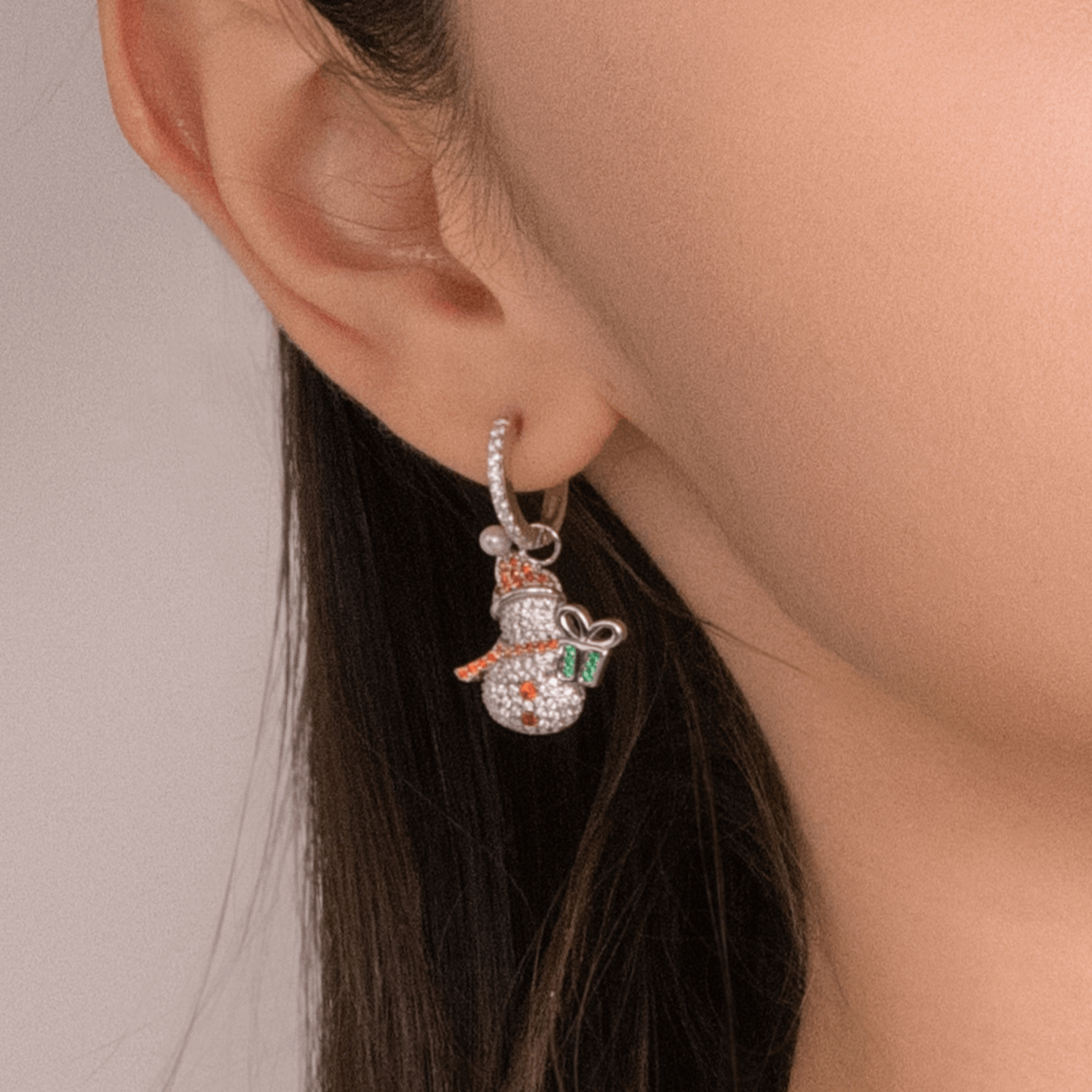 Snowman Huggie Earrings