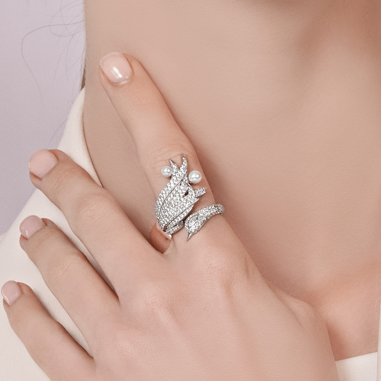 Swan Pave Ring