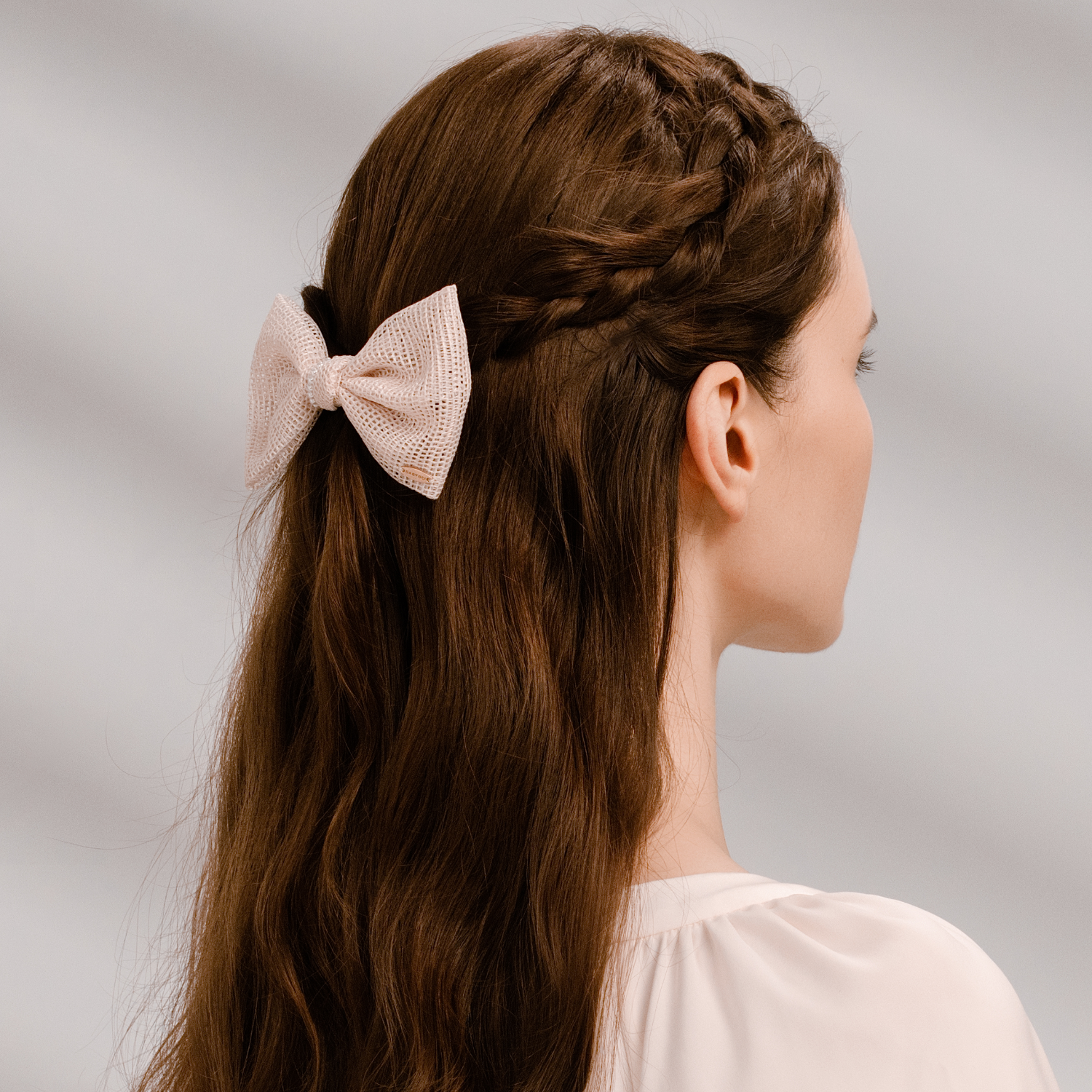 Mesh Pearl Medium Hair Barrette (1 Bow & 1 Strand)
