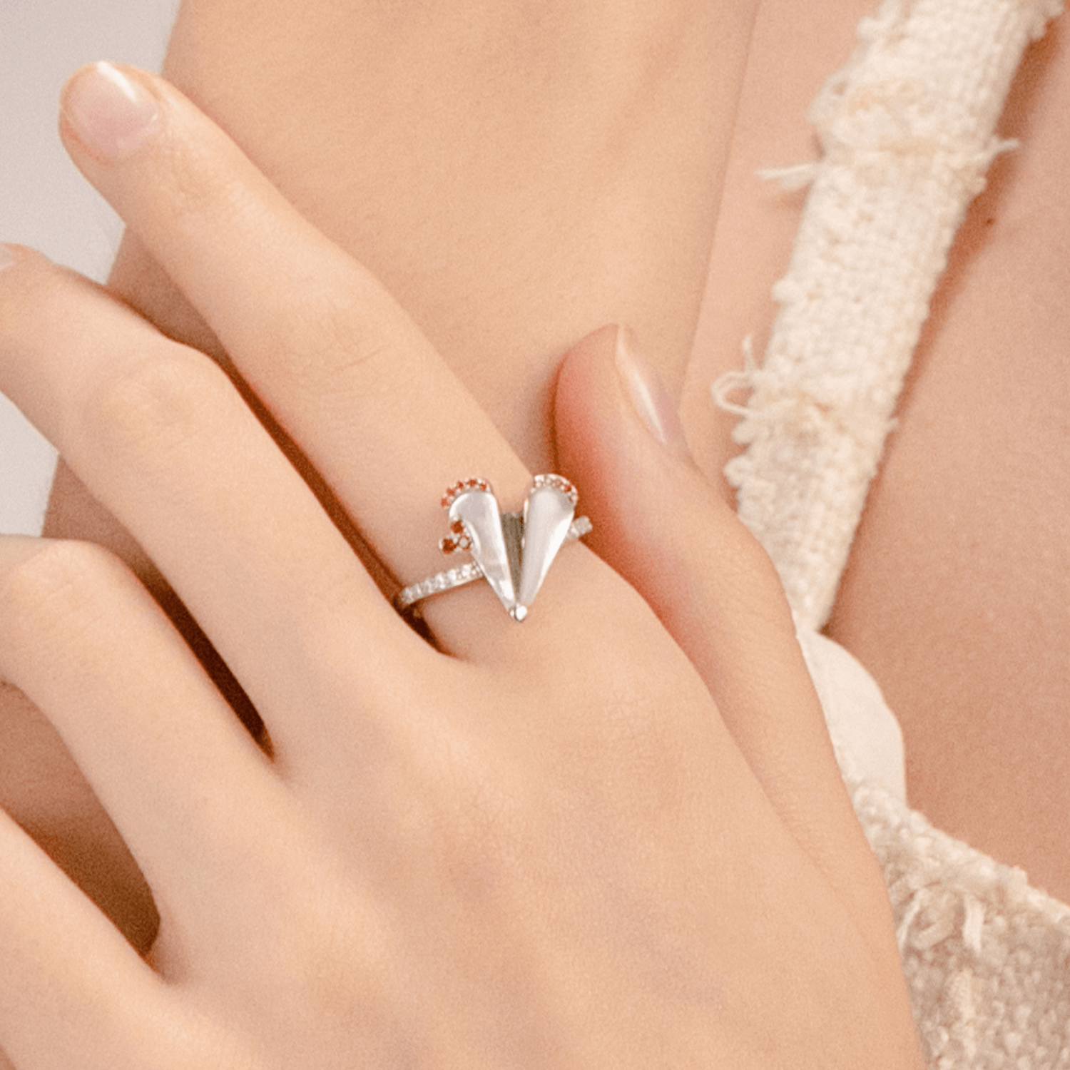 Paper Plane Pave Ring