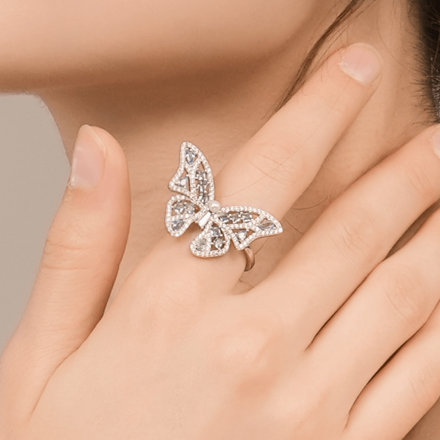 Colorful Butterfly Pave Ring