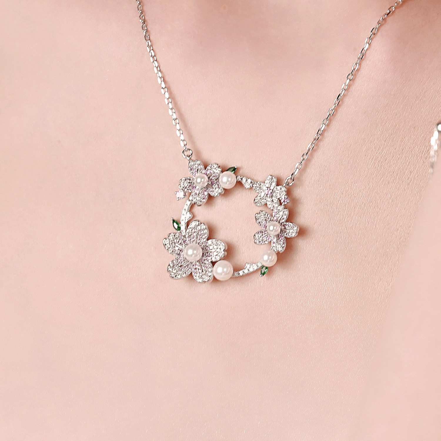 Cherry Blossom Pendant Necklace
