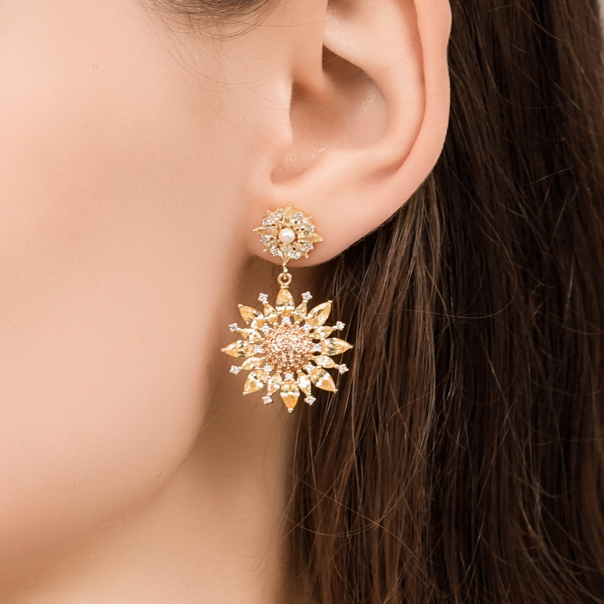 Sunflower Drop Earrings (Single)