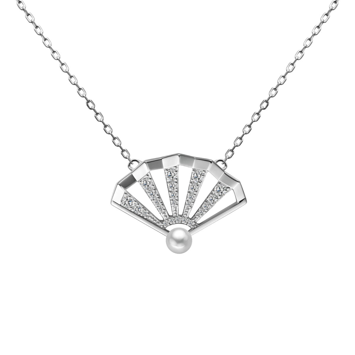 Folding Fan Pendant Necklace