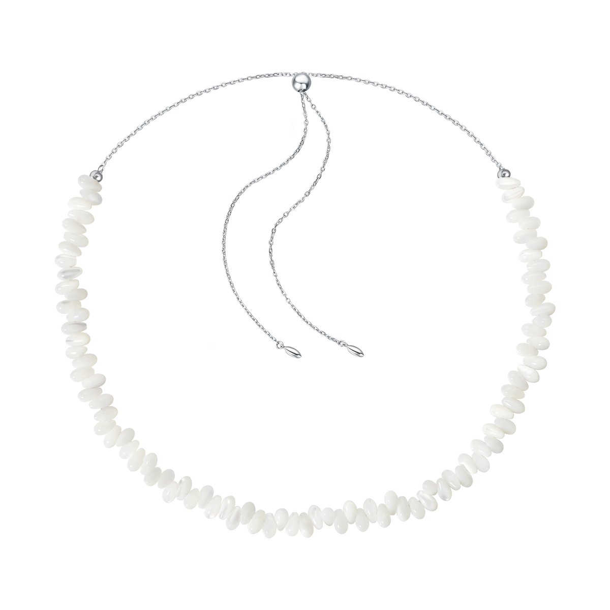 White Dew Beaded Necklace (Staggered)