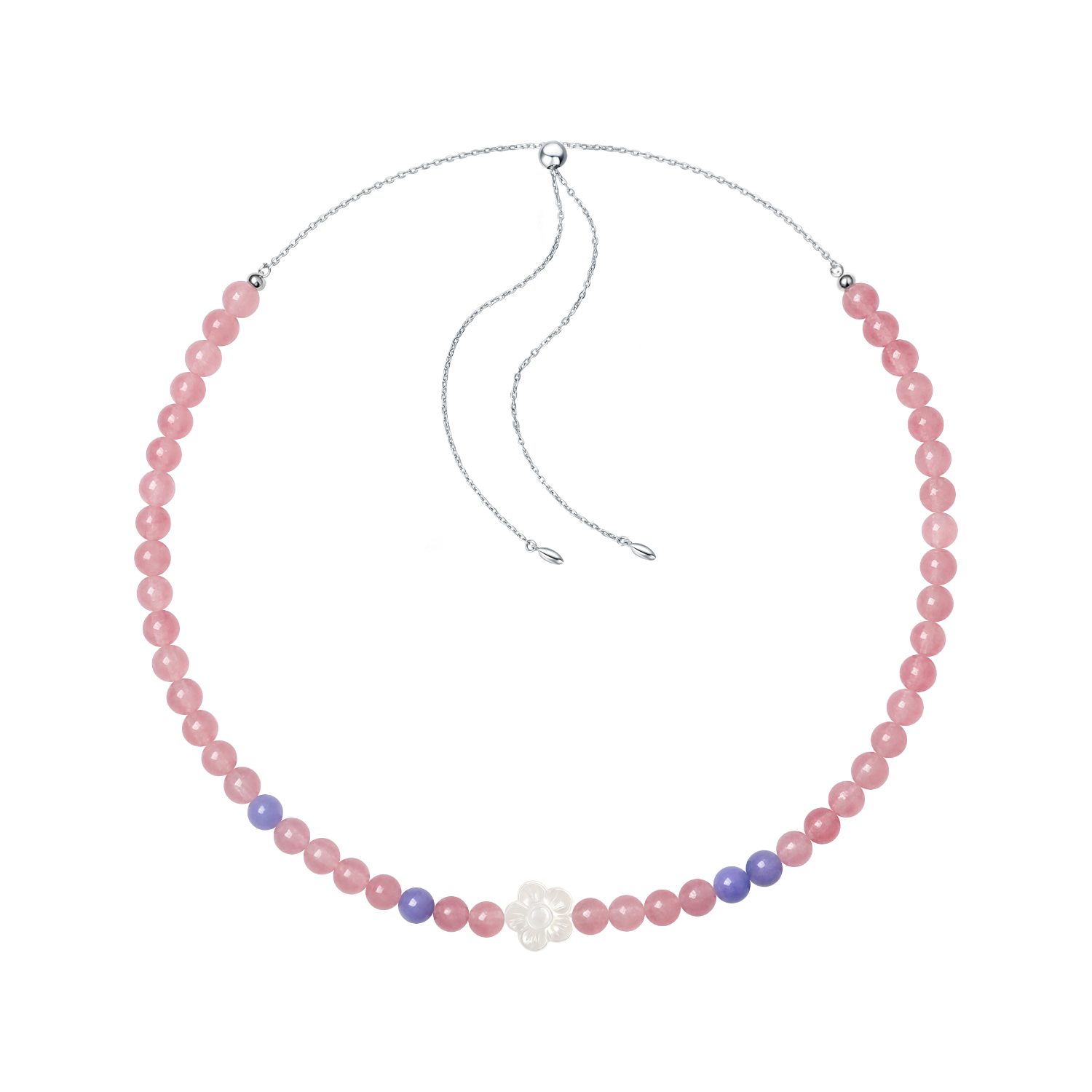 Brook Cherry Beaded Necklace (Floral)