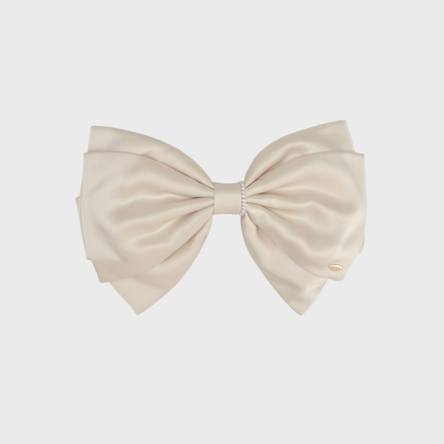Satin Pearl Large Hair Barrette (3 Layers & Beaded)
