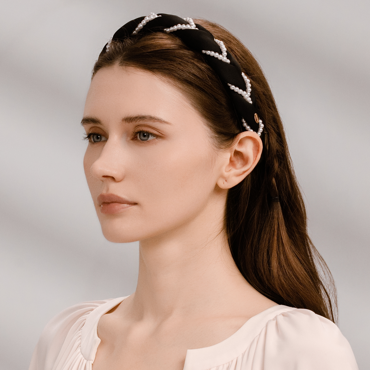 Satin Pearl Wide Headband (Twisted & 2 Strands)