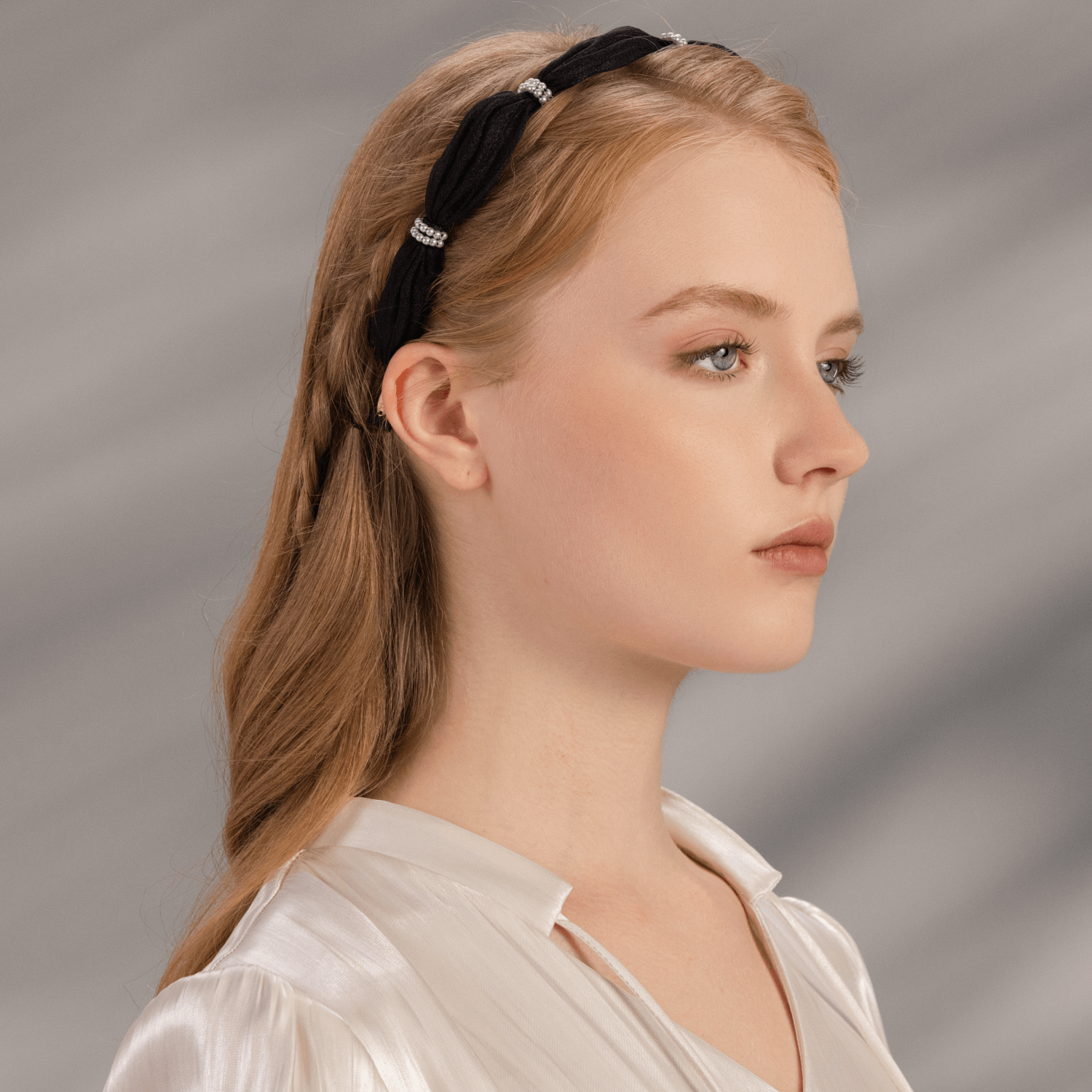 Moonlight Organza Pearl Thin Headband (Waist-wrapping & 2 Strands)
