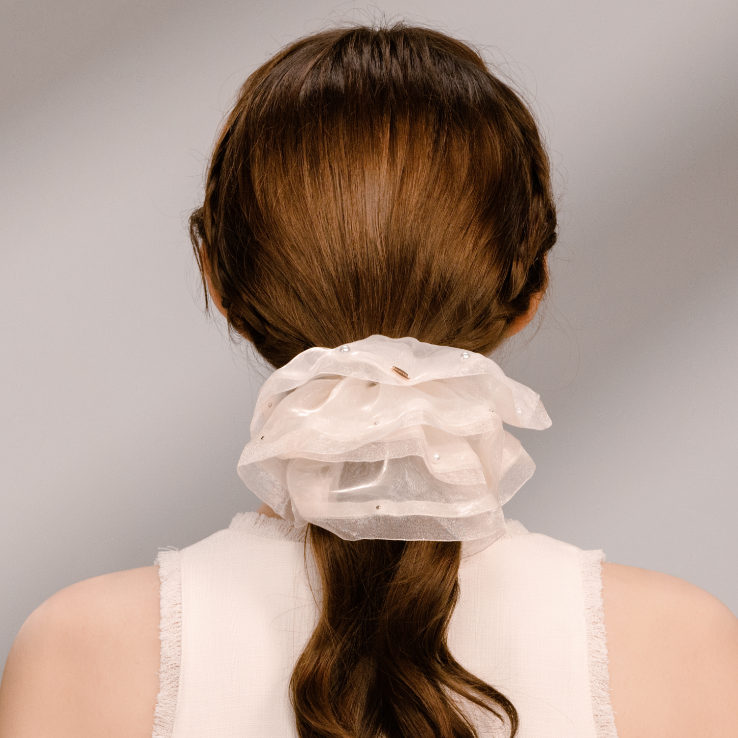 Organza Pearl Extra Large Scrunchie (2 Layers & Scattered)