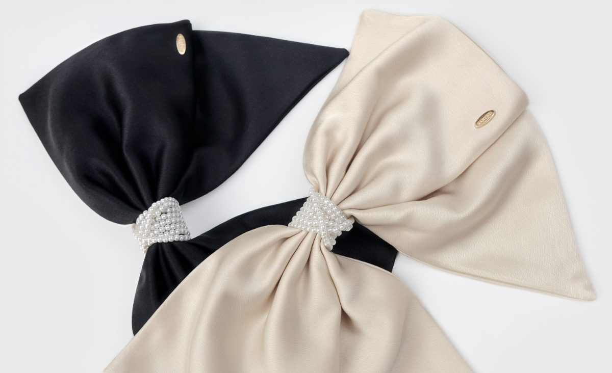 Satin Pearl Large Hair Barrette (Folded & 8 Strands)