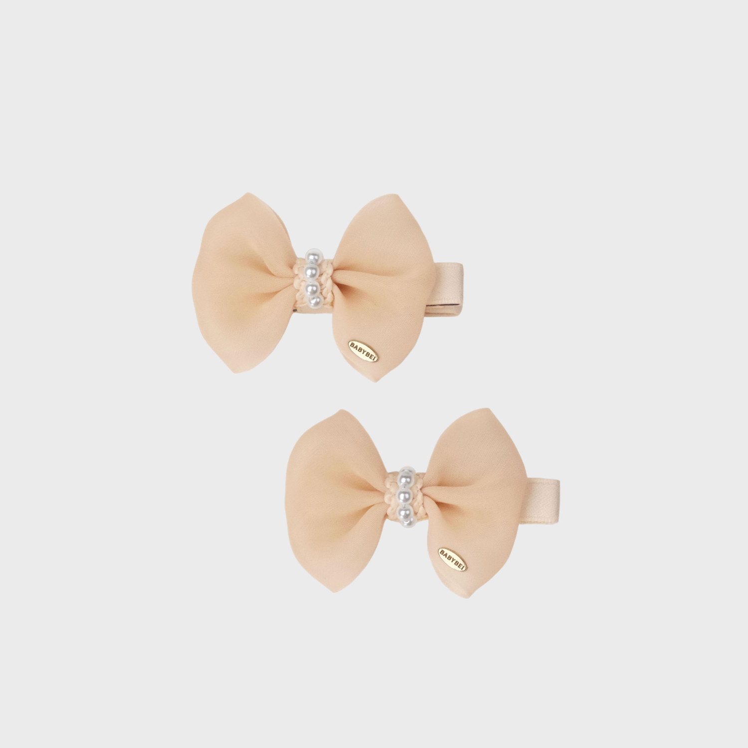 Organza Pearl Medium Hair Clips (1 Bow & 1 Strand)