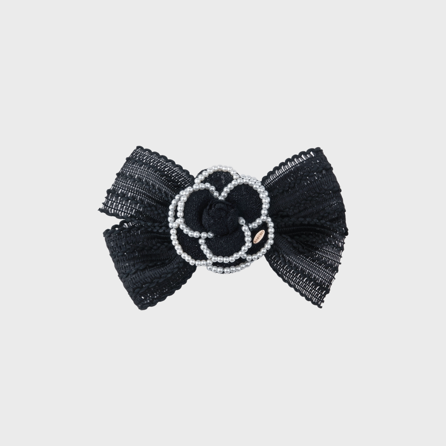 Camellia Pearl Large Hair Clip (Lace Bow & Beaded Edge)