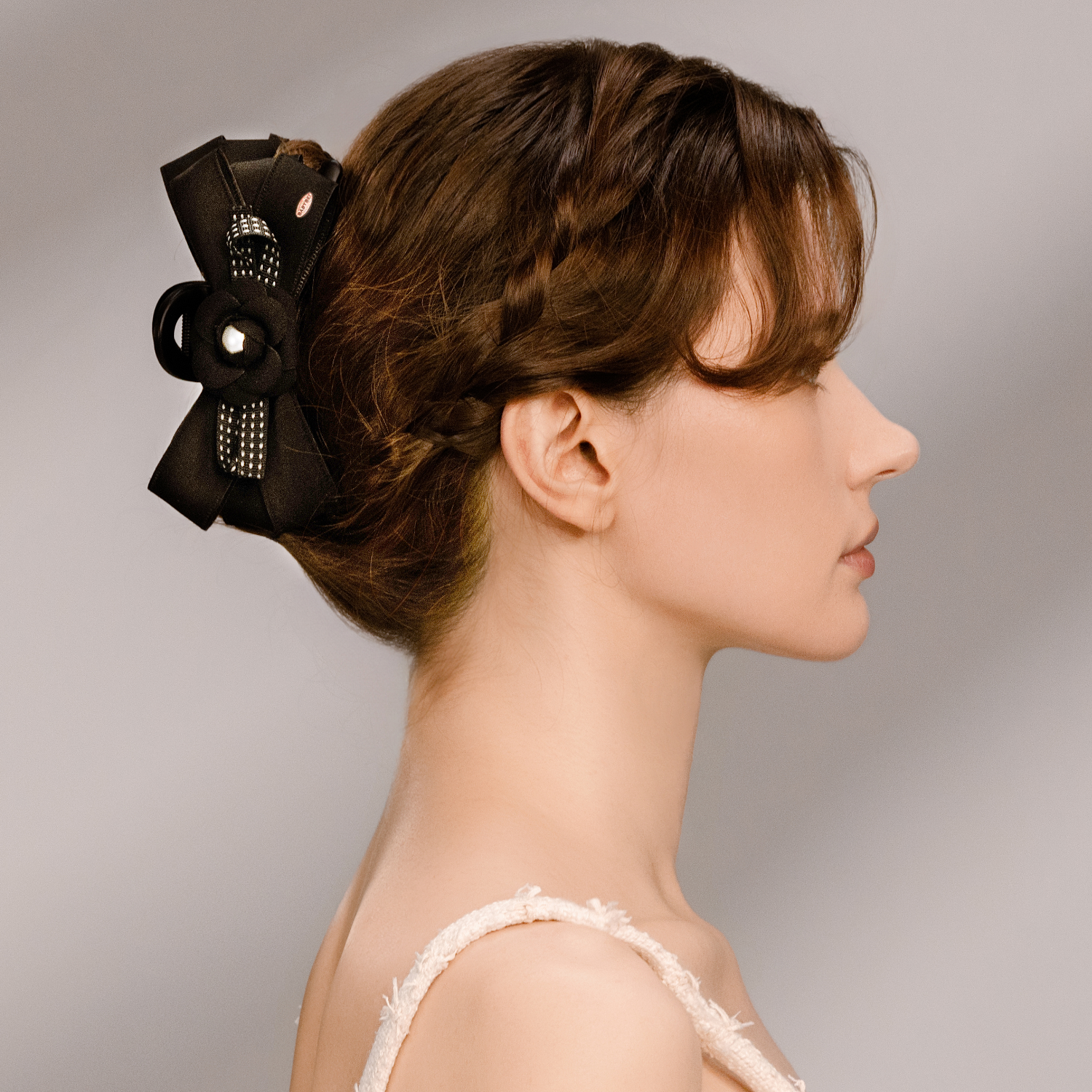 Camellia Pearl Extra Large Hair Claw (4 Layered Bow & Wrapped Bead)