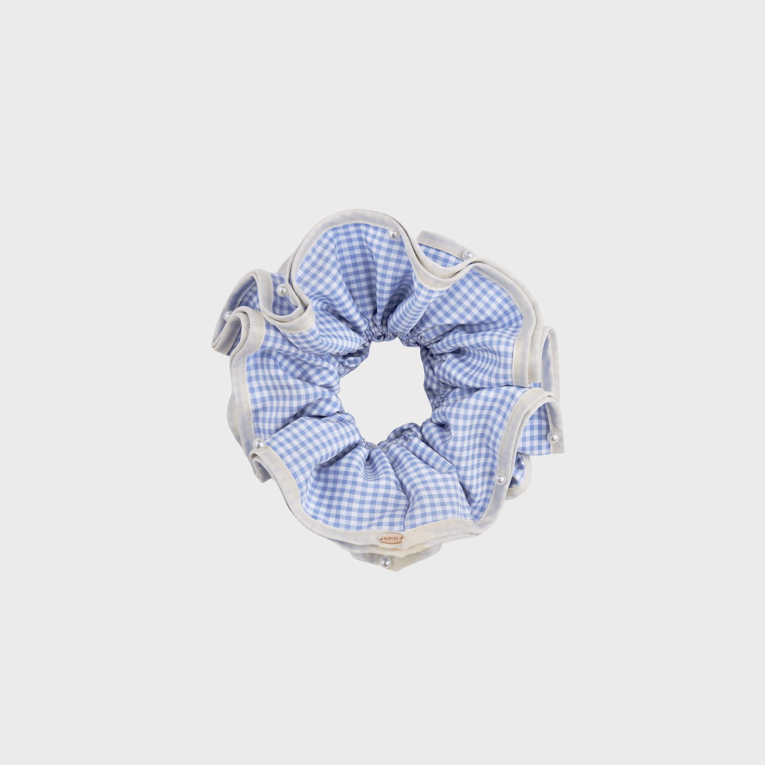 Plaid Pearl Extra Large Scrunchie (4 Layered & Scattered Beads)
