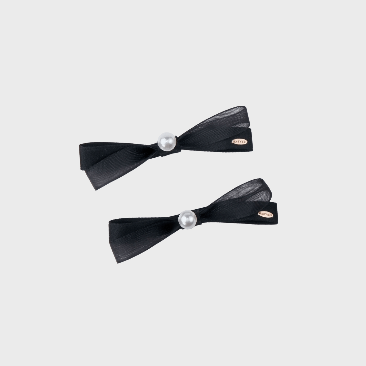Ribbon Pearl Medium Hair Clips (Organza Bow & 1 Bead)