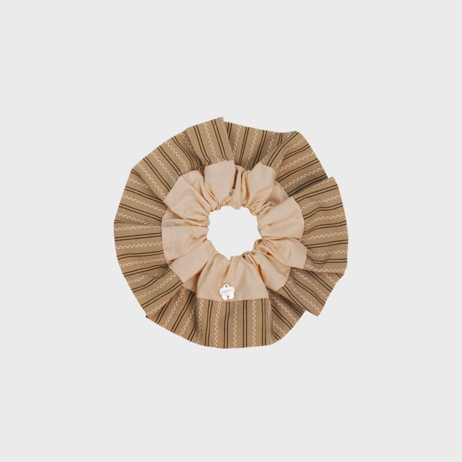 Stripe Shell Extra Large Scrunchie (Wheat & Flower)