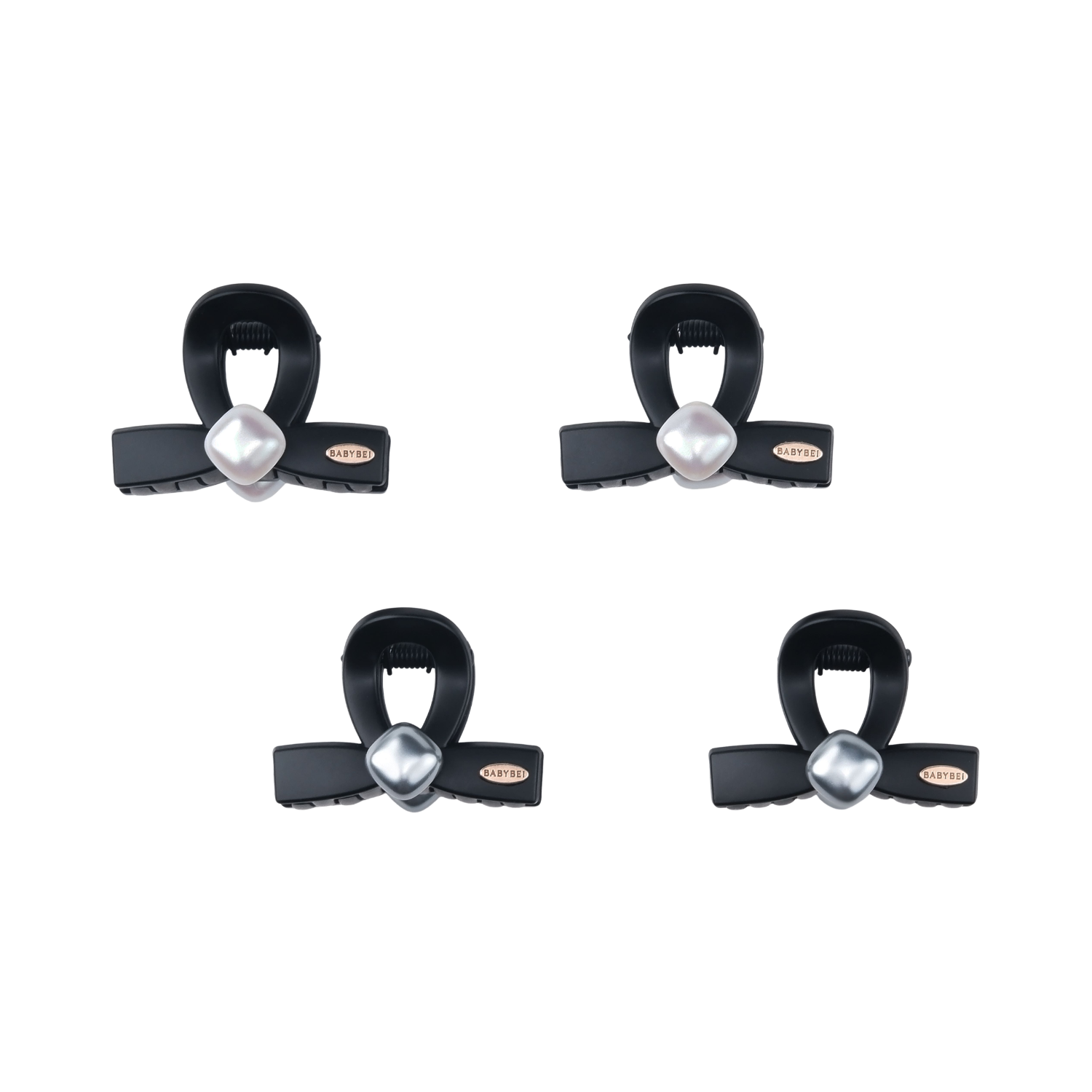 Dot Pearl Small Hair Claws (Bow & Square Bead)