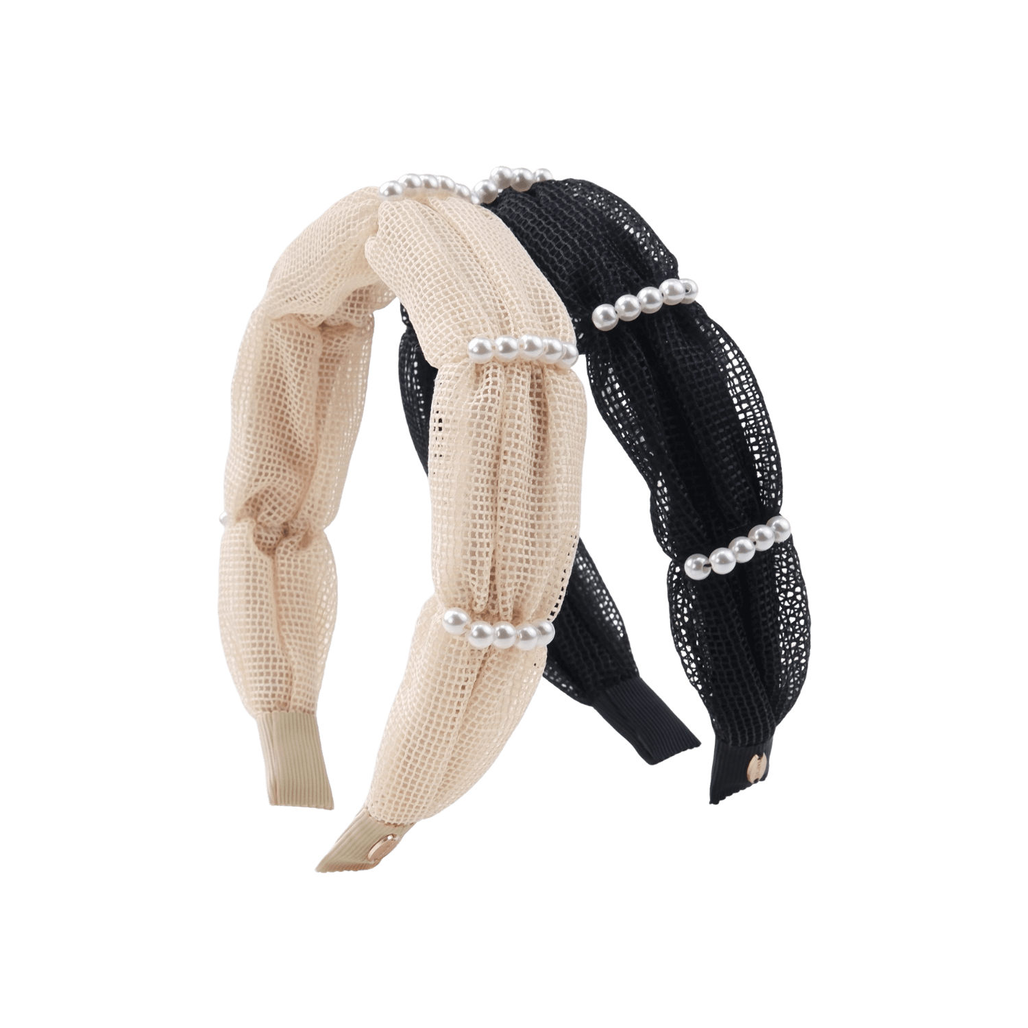 Mesh Pearl Wide Headband (Waist-wrapping & 5 Stands)