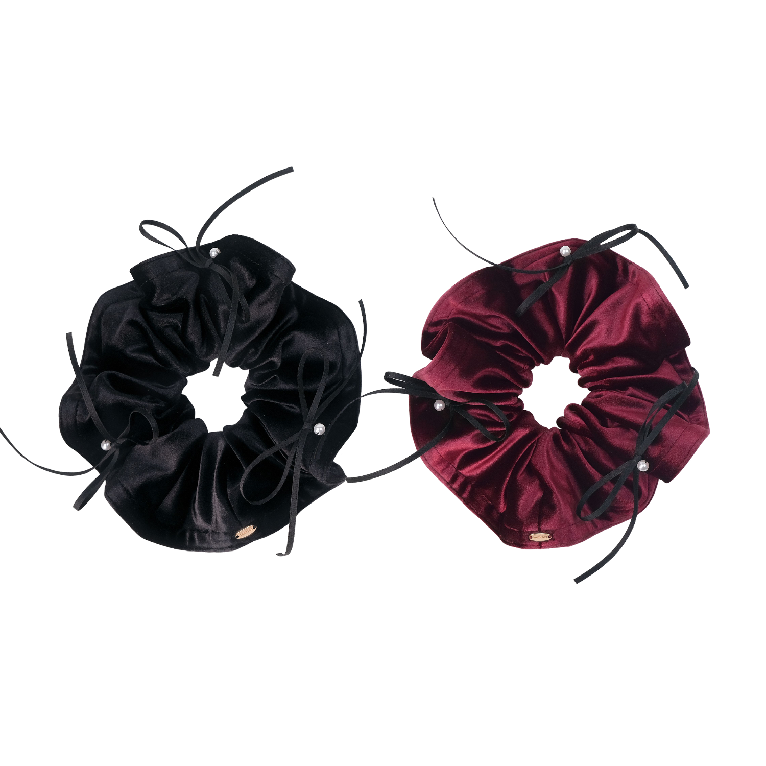 絨絨珍珠大腸髮圈（三蝴蝶三珠）