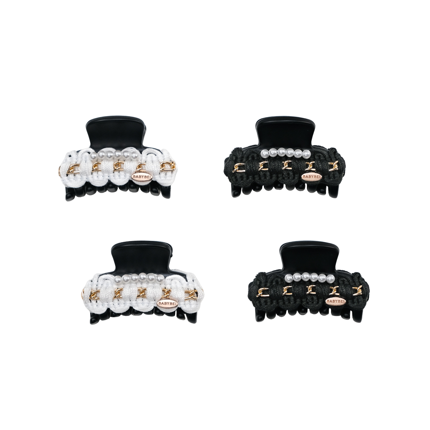 Cotton Pearl Small Hair Claws (Chain & Beaded)