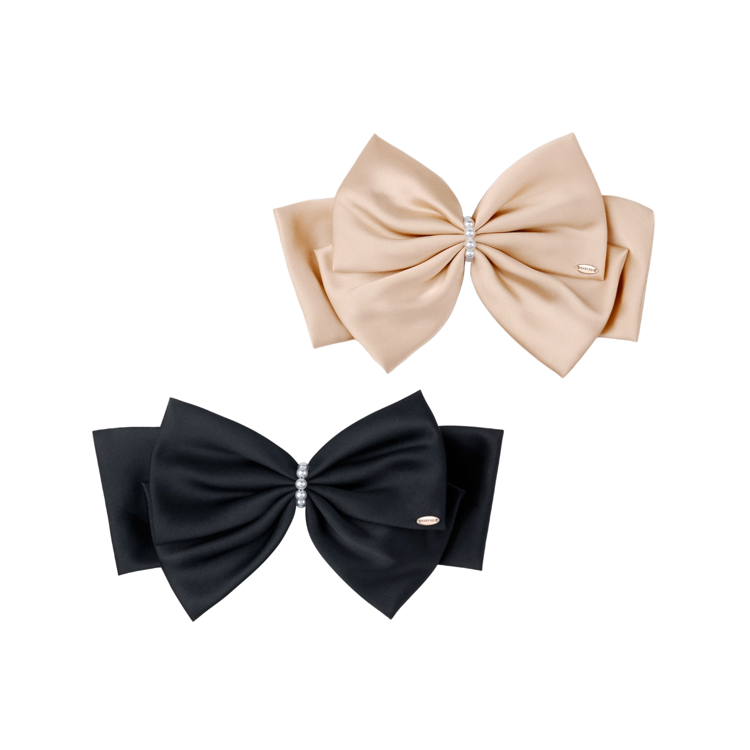 Satin Pearl Large Hair Barrette (3 Layered & Beaded)