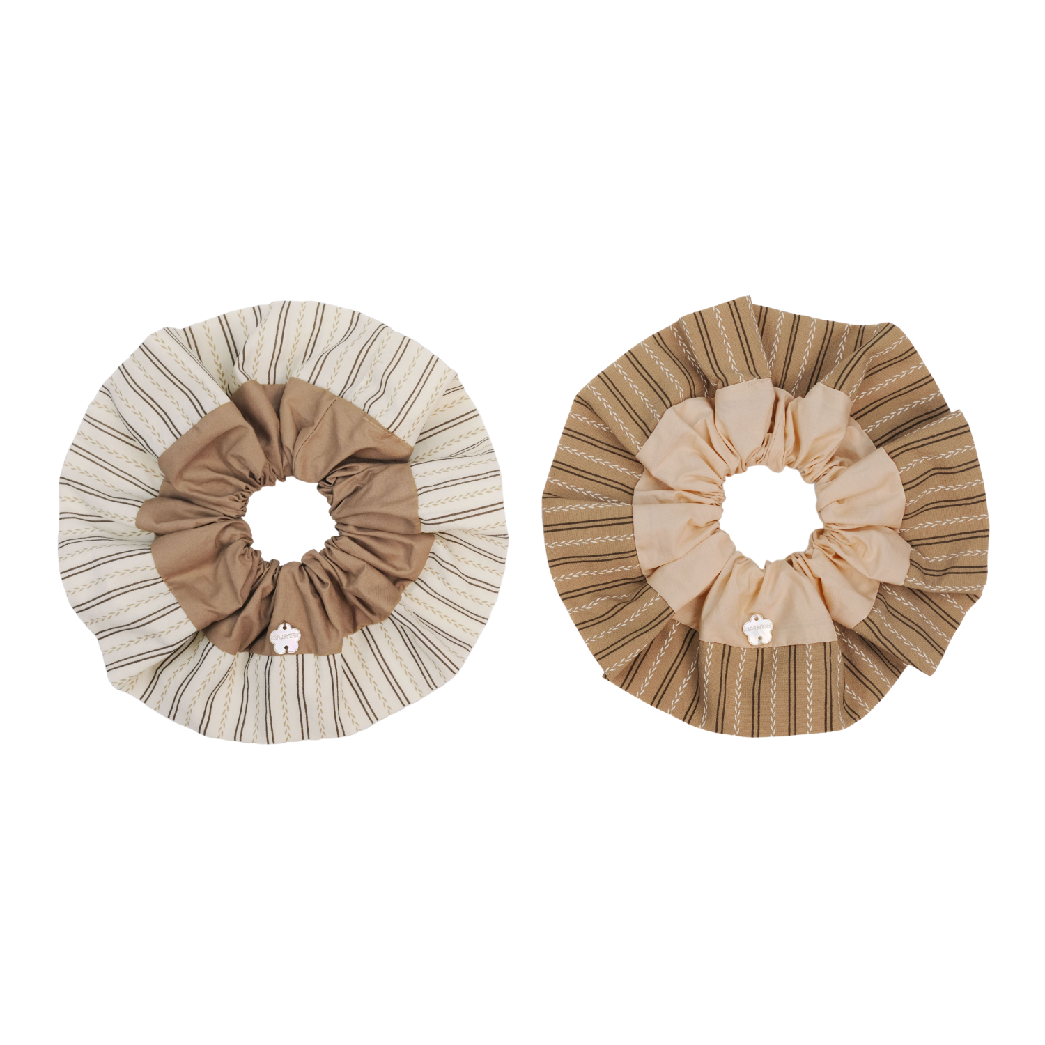 Stripe Shell Extra Large Scrunchie (Wheat & Flower)