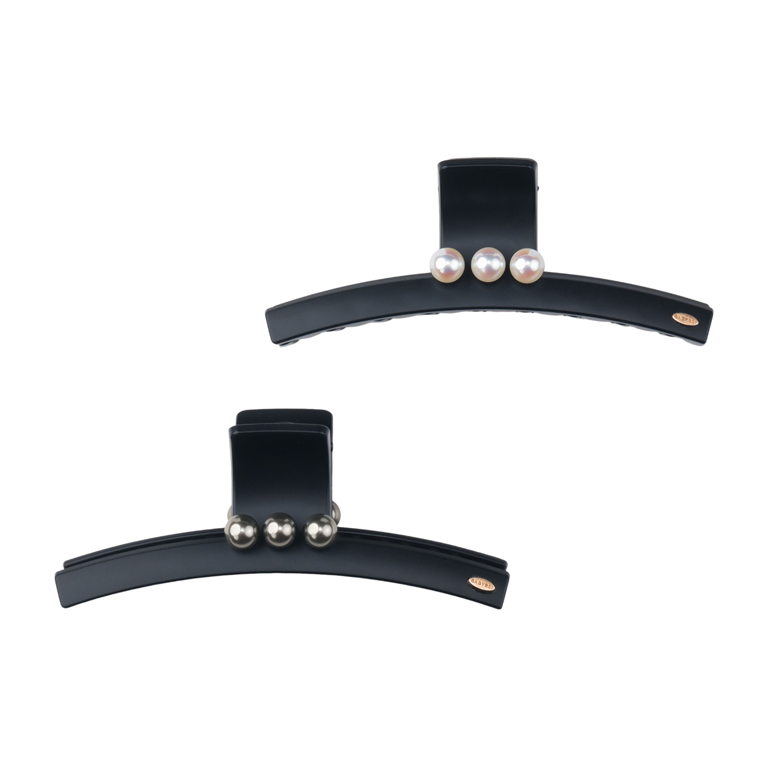 Dot Pearl Extra Large Hair Claw (Square & 3 Beads)