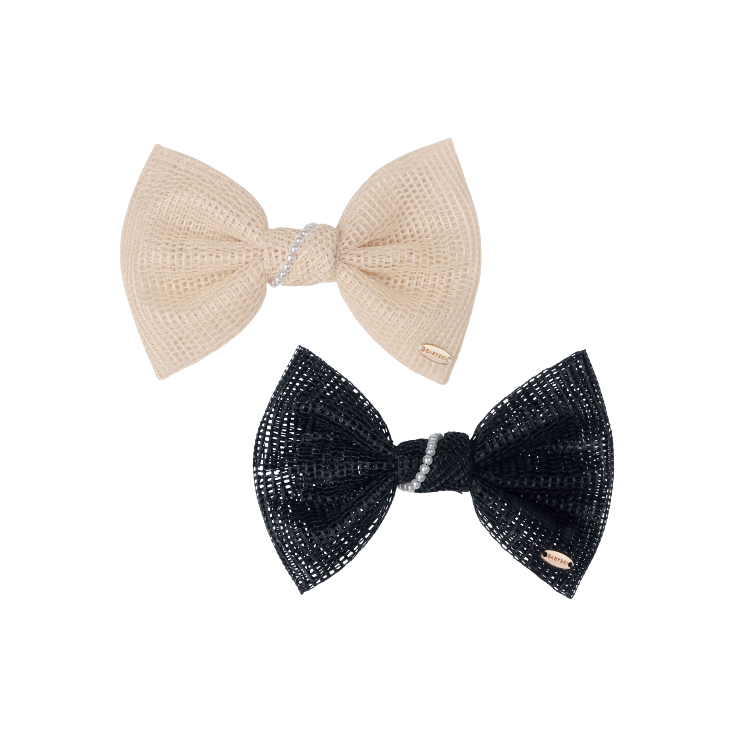 Mesh Pearl Medium Hair Barrette (1 Bow & 1 Strand)
