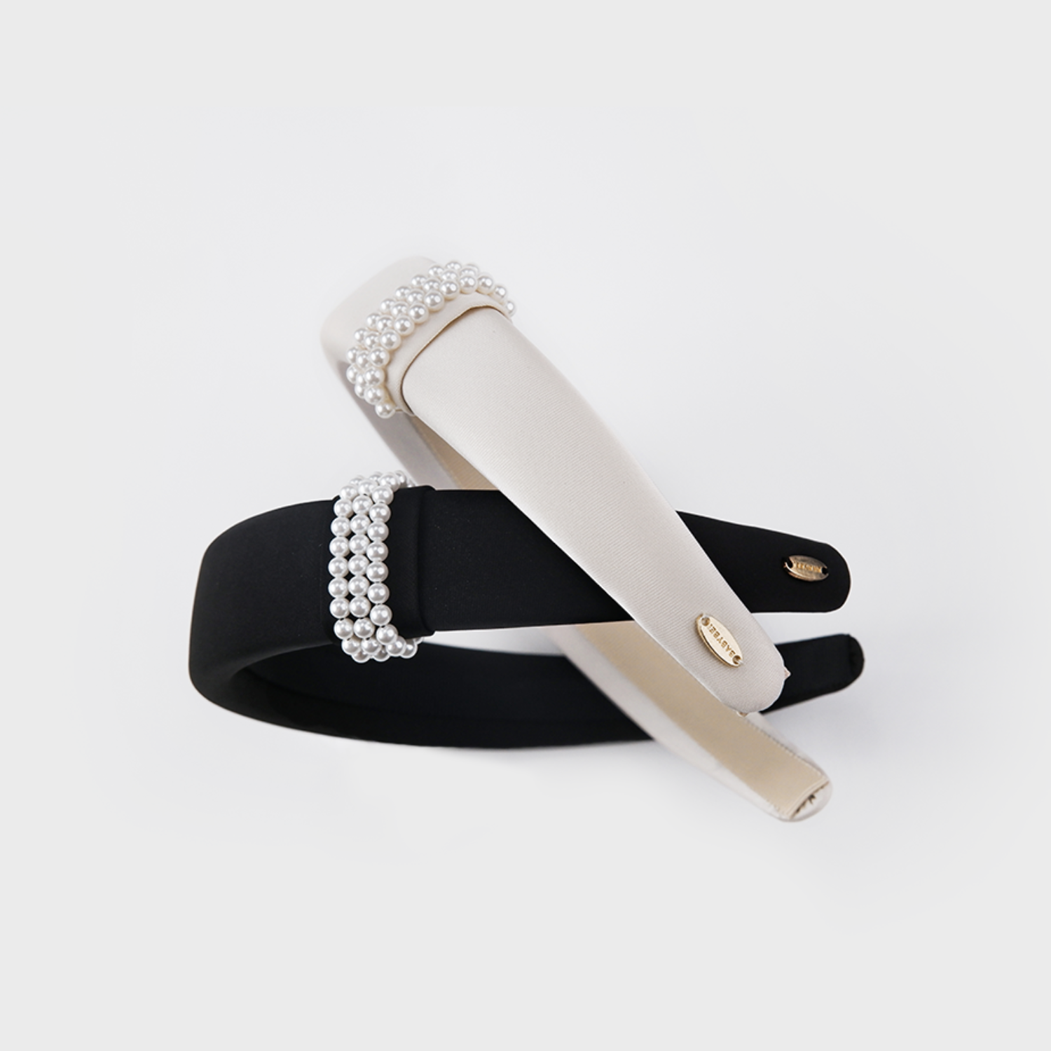 Satin Pearl Wide Headband (Waist-wrapping & 3 Strands)