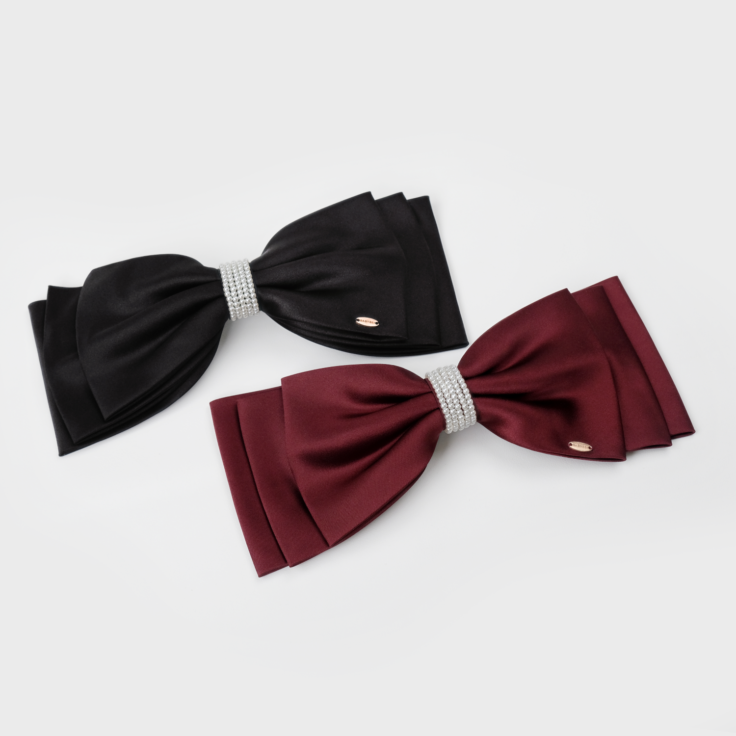 Satin Pearl Large Hair Barrette (3 layered & 5 Strands)