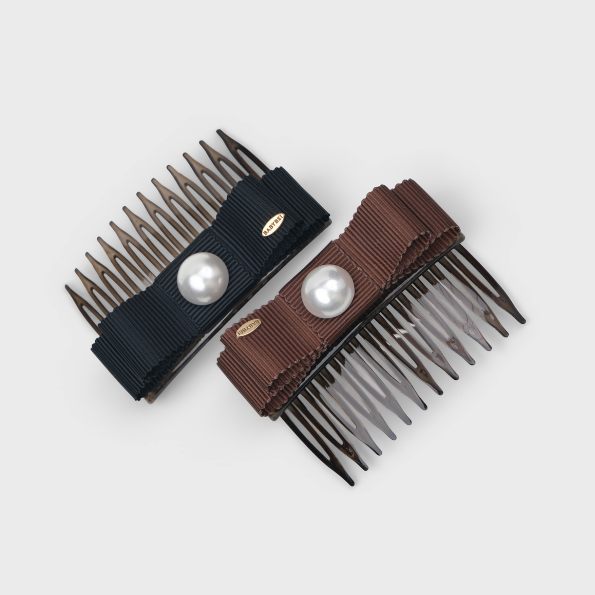 Ribbon Pearl Medium Hair Comb (2 Layered & 1 Bead)