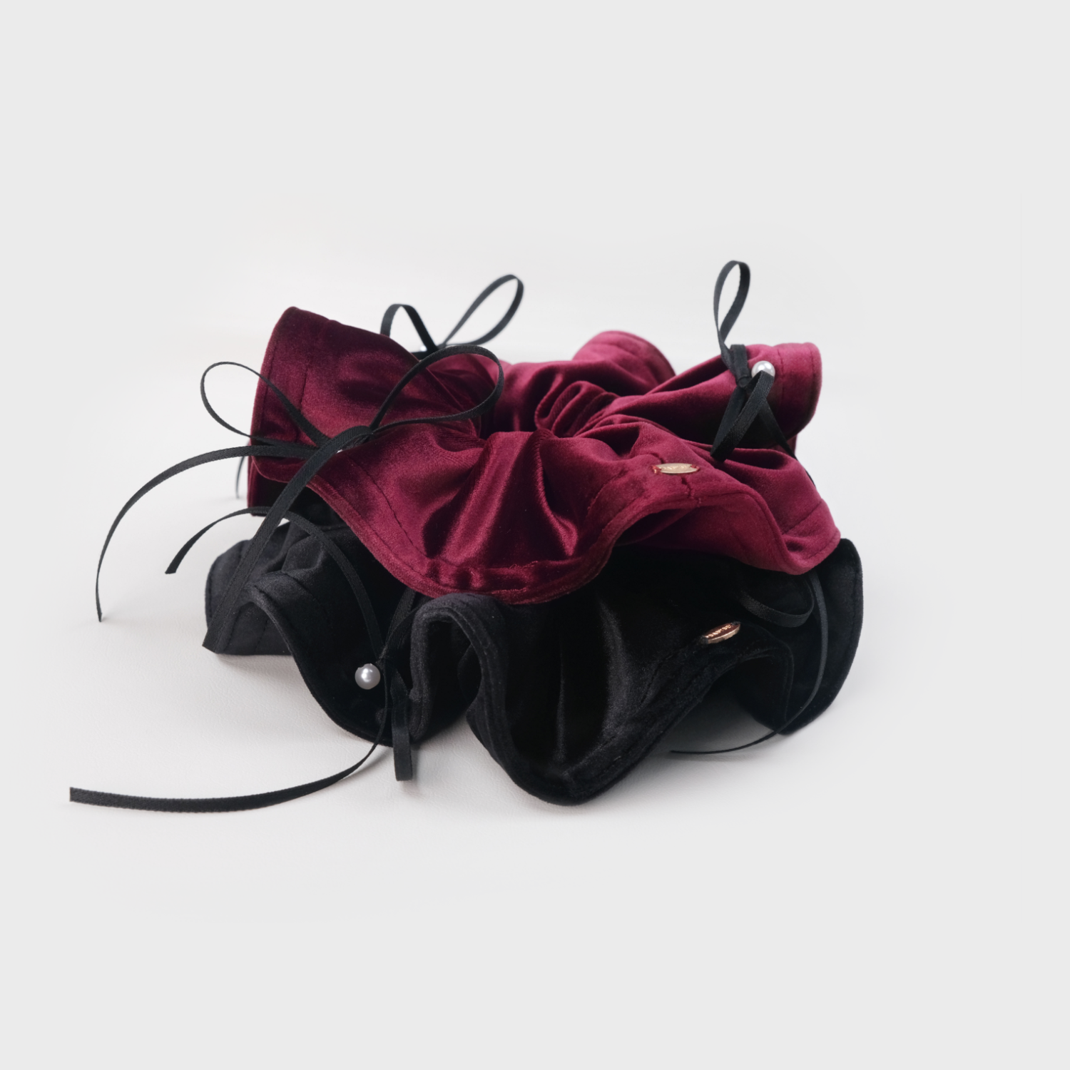 絨絨珍珠大腸髮圈（三蝴蝶三珠）